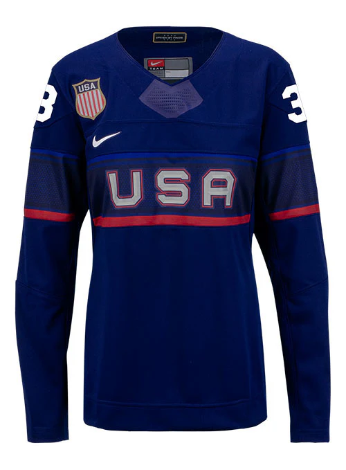 Ladies Nike USA Hockey Cayla Barnes Away 2022 Olympic Jersey - Image 2