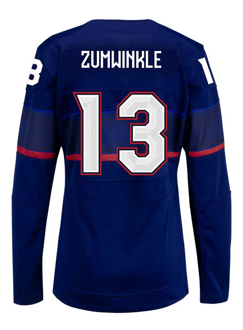 Ladies Nike USA Hockey Grace Zumwinkle Away 2022 Olympic Jersey